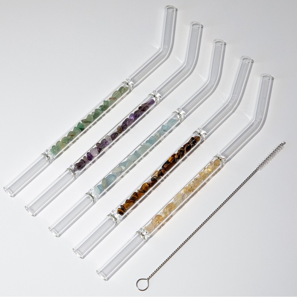 Reusable Glass Straws- Healing Crystals - Picture 1 of 6
